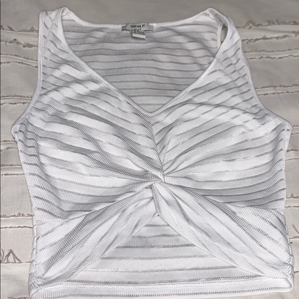 White scoop neck tank top